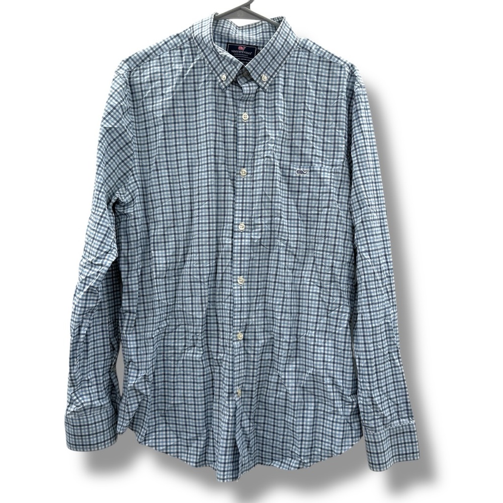 Vineyard Vines Slim Fit Tucker Shirt Button Down Long Sleeve Blue & White Plaid